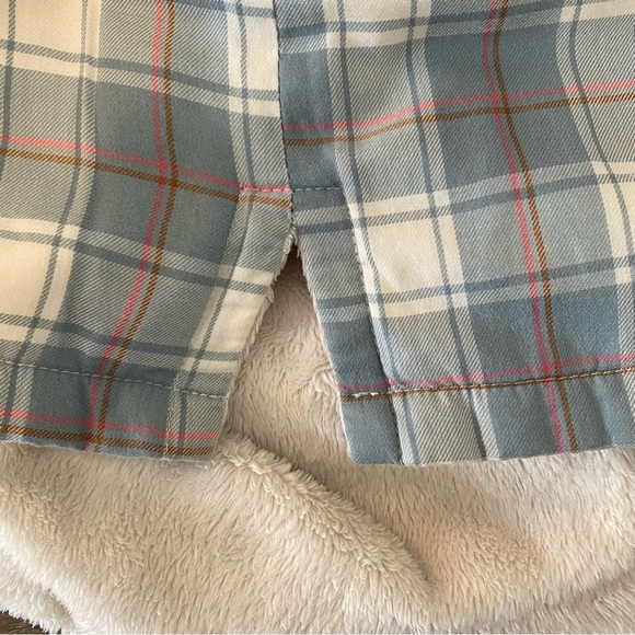 L.L. Bean Light Blue & Pink Plaid Fleece Lined Long Sleeve Button Down Shirt - Picture 5 of 7